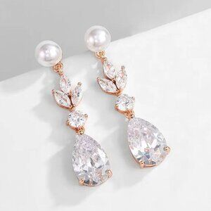 Pearl of Grace Earrings Gold Pearl Dangle Drop Fashion Jewelry Wedding Formal